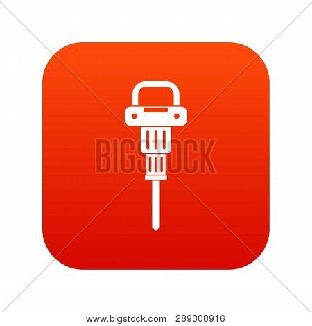 Pneumatic Hammer Icon Digital Red For Any Design Isolated On White Illustration