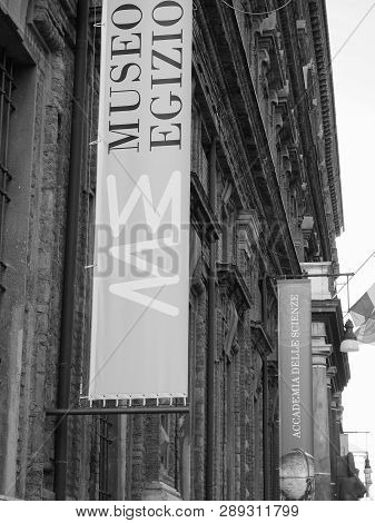 Egyptian Museum (museo Egizio) In Turin In Black And White
