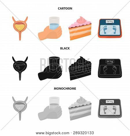 Vector Illustration Of Diet And Treatment  Icon. Collection Of Diet And Medicine Vector Icon For Sto
