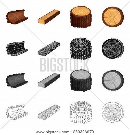 Isolated Object Of Tree   And Raw  Icon. Set Of Tree   And Construction Vector Icon For Stock.
