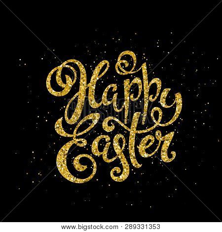 Happy Easter Banner With Handdrawn Calligraphy.template For Poster With Letttering. Vector.