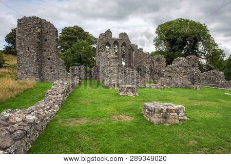 Ruins Of Inch Abbey In Northern Ireland, United Kingdom. This Ruined Monastery Is Located Near Downp