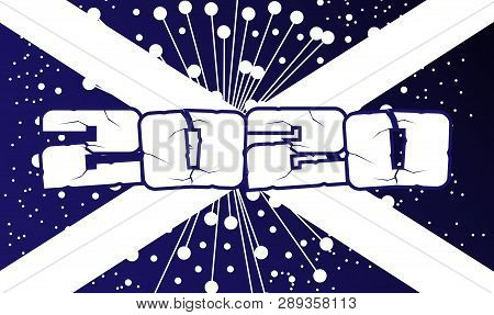 An Abstract Firework Explosion Against A Dark Sky With The Scotland Flag
