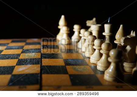 Chess Figures Macro Photo In The Dark