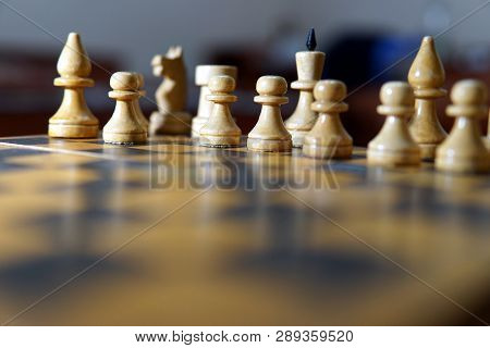 Chess Figures Macro Photo In The Dark
