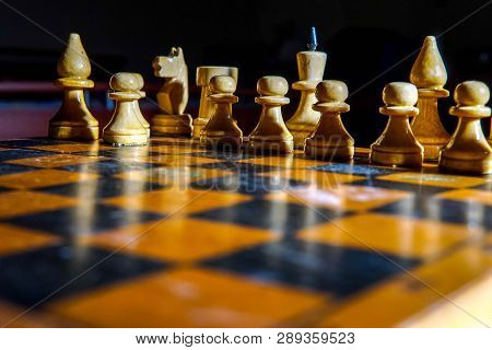 Chess Figures Macro Photo In The Dark