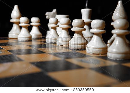 Chess Figures Macro Photo In The Dark