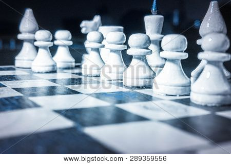Chess Figures Macro Photo In The Dark