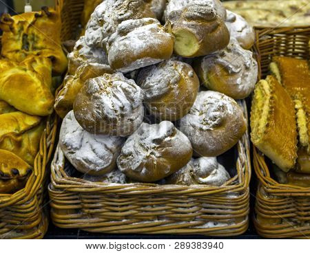 Armenian Traditional Dessert In Small Wicker Basket ,aparan, Armenia.