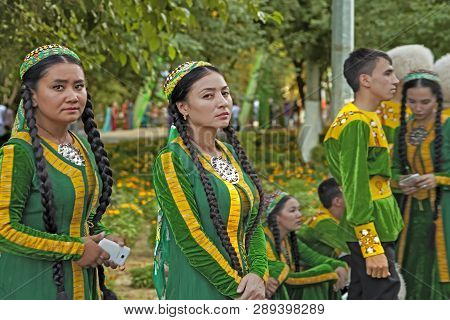 September, 12, 2017. Ashgabat, Turkmenistan : A Group Of Dancers Before The Performance At The Kurba