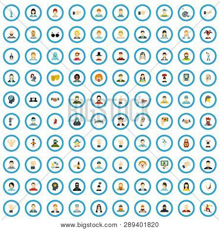 100 Folk Icons Set In Flat Style For Any Design Vector Illustration