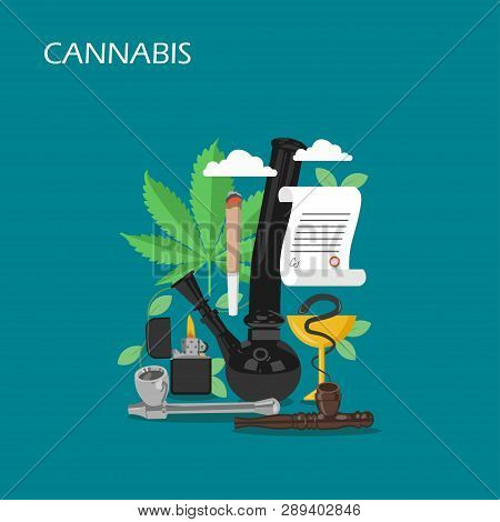 Medical Cannabis Set Vector Flat Style Design Illustration