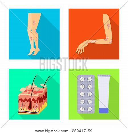 Vector Illustration Of Dermatology And Disease Sign. Set Of Dermatology And Medical  Vector Icon For