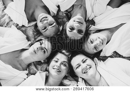 Beautiful And Positive Bide Mades Having Fun On Hen Party.