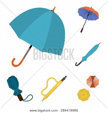 Vector Design Of Umbrella And Rain Icon. Set Of Umbrella And Weather Vector Icon For Stock.