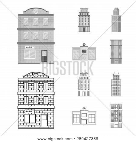 Vector Design Of Municipal And Center Symbol. Set Of Municipal And Estate   Vector Icon For Stock.