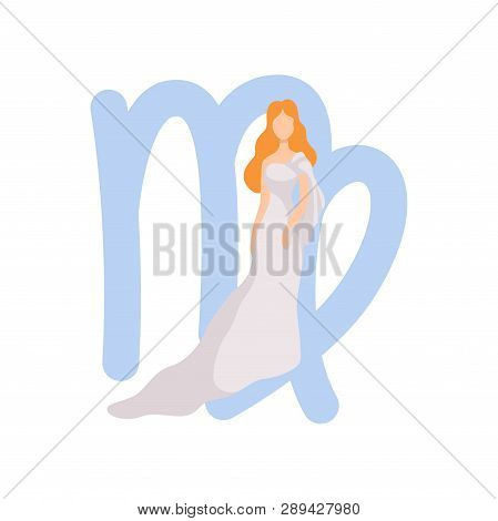 Virgo Zodiac Sign, Young Beautiful Woman Wearing Clothes In Style Of Ancient Greece Vector Illustrat