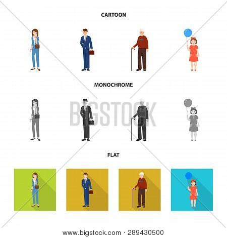 Vector Illustration Of Character And Avatar  Symbol. Collection Of Character And Portrait Stock Vect