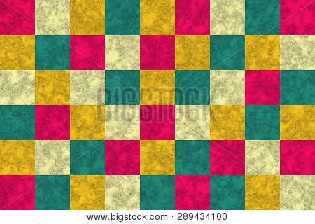 Margenta, Emerald, Yellow And Cream Color Marble Texture, Tile Pattern, Square Shape