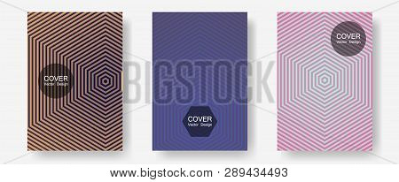 Halftone Flat Patterns Abstract Vector Set. Elegant Patchy Mockups. Halftone Lines Annual Report Tem