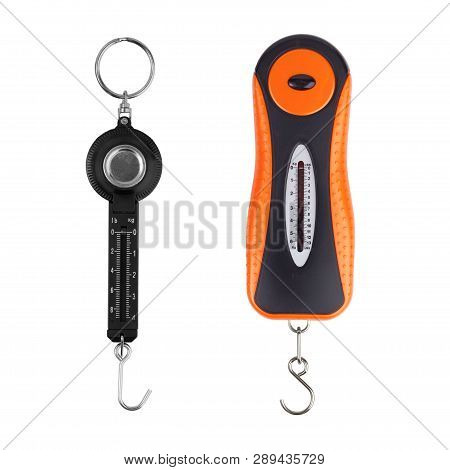Two Different Steelyards On A White Background