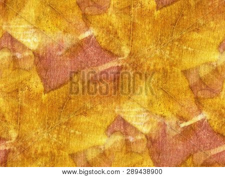Seamless Botanical Print With Leaf Prints On Natural Silk. Hand-drawn Illustration.3