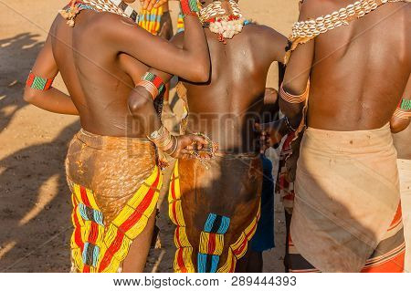Ethiopia, Close Up Of Womens Dresses From Hamer Tribe
