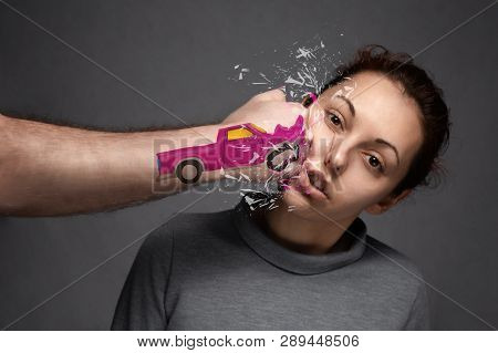 The Concept Of Car Accidents, Insurance Claims . A Woman With An Indifferent Expression,, Your Insur