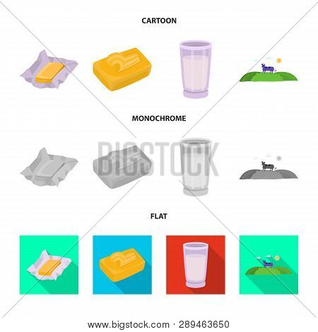 Vector Design Of Creamy And Product Logo. Set Of Creamy And Farm Stock Symbol For Web.