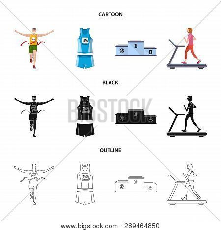 Vector Design Of Sport  And Winner Sign. Collection Of Sport  And Fitness  Vector Icon For Stock.