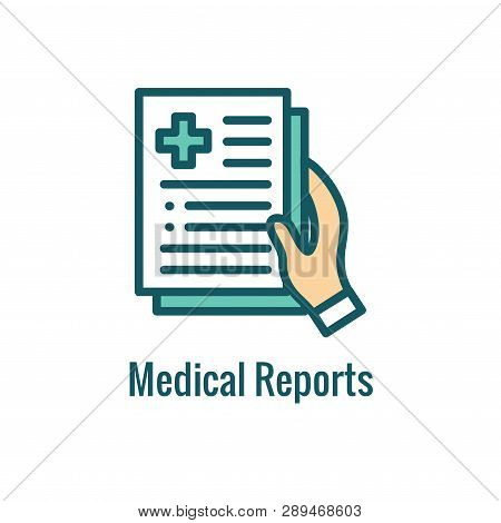 Medical Report Outline / Line Flat Vector Icon - Mobile Application Or Button Design. Vector Design 
