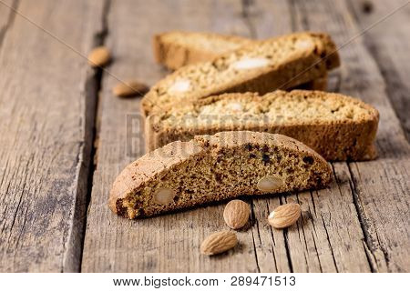 Tasty Traditional Italian Sweets Biscotti Or Cantucci On Wooden Background Italian Biscotti For Coff