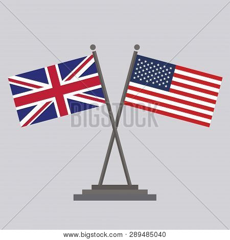 Flag Of United State Of America And Flag Of United Kingdom
