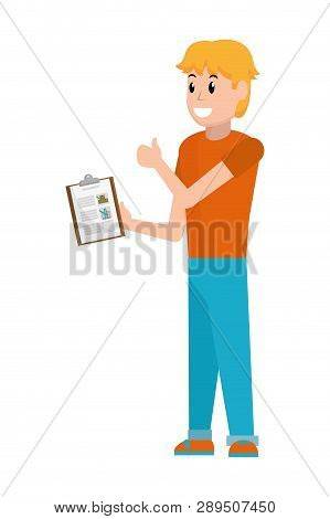 Young Man With Checklist Vector Illustration Graphic Design
