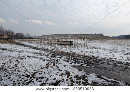 Winter Landscape Scene With Ushakova Kepka In The Background In Spring, March