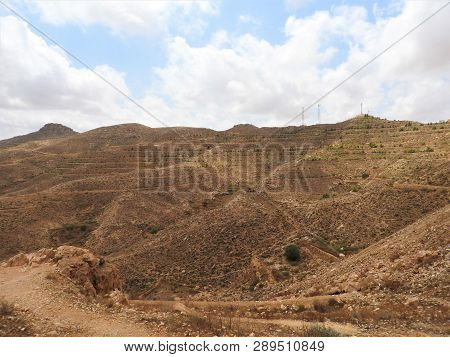 Mountainous Part Of The Sahara Desert Surrounding The City Of Matmata, Tunisia.