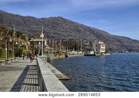 Mergozzo, Piedmont, Italy. March 2019. The Lakeside Promenade
