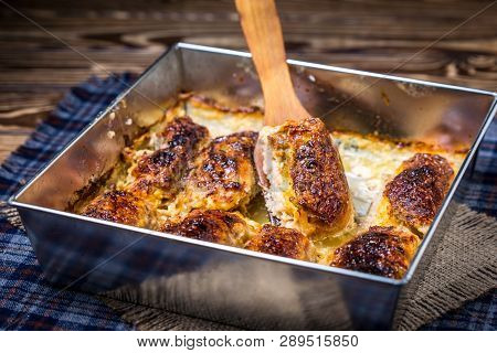 Pork Rolls With Cheese Baked In The Oven