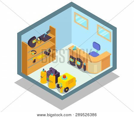 Welded Office Concept Banner. Isometric Banner Of Welded Office Vector Concept For Web, Giftcard And