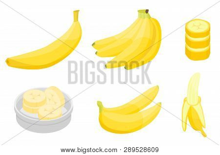 Banana Icons Set. Isometric Set Of Banana Vector Icons For Web Design Isolated On White Background