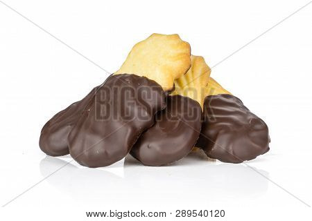 Group Of Four Whole Lazy Cookie With Chocolate Isolated On White Background