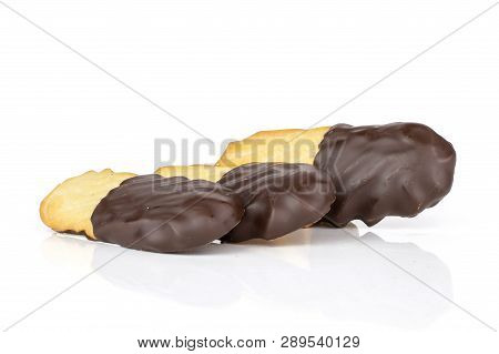Group Of Three Whole Lazy Cookie With Chocolate Isolated On White Background