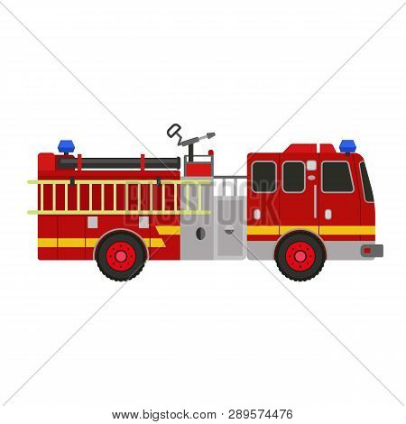 Fire Fighter Truck Icon. Flat Illustration Of Fire Fighter Truck Vector Icon For Web Design