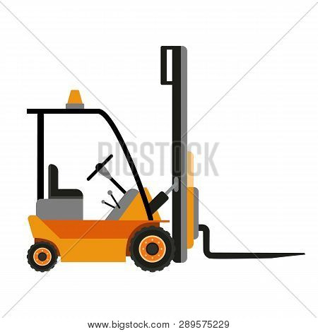 Forklift Machine Icon. Flat Illustration Of Forklift Machine Vector Icon For Web Design