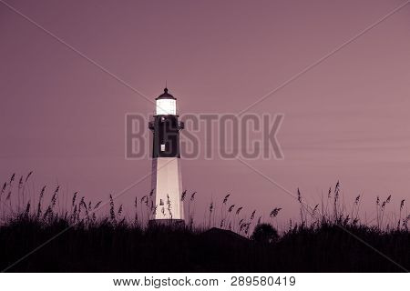 Lighthouse At The Night, Tybee Island, Usa