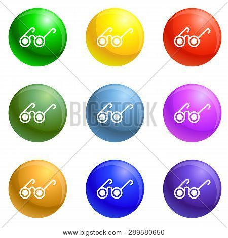 Blind Man Icons Vector 9 Color Set Isolated On White Background For Any Web Design