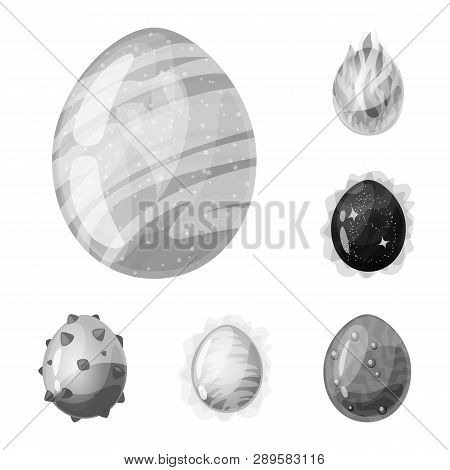 Vector Illustration Of Monster  And Fantasy Logo. Collection Of Monster  And Big Vector Icon For Sto