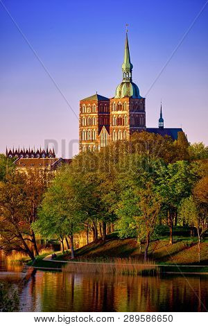 Evening Scene With Skyline Of Historic Stralsund