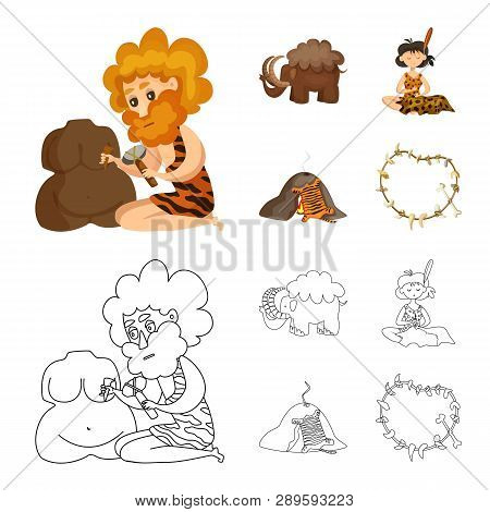 Vector Illustration Of Evolution  And Prehistory Icon. Collection Of Evolution  And Development  Vec