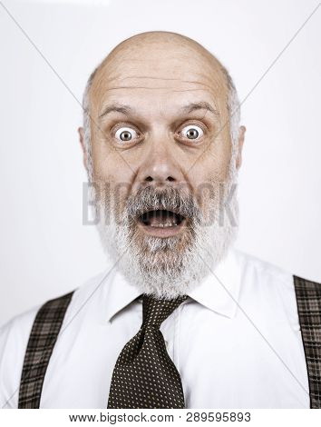 Shocked Senior Man On White Background